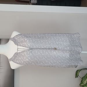 Womens gray sheer blouse with keyhole and tie in the front.  size L